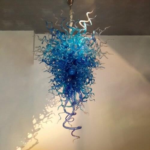Italian Blue Lamp Hand Blown Glass Chandelier 24 Inches Wide and 48 Inches High Modern Hanging Led Lights for House Decoration