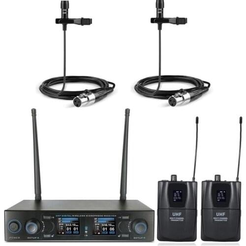 Bolymic Dual Wireless Lapel Microphone System 200 Channel uhf Condenser Microphone For Shure Wireless System