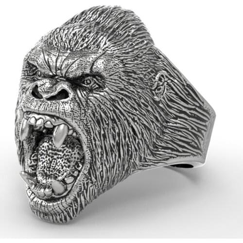 Mens Stainless Steel Ring Domineering Orangutan Ring Motorcycle Party Biker Ring Punk Style Animal Ring Men Jewelry