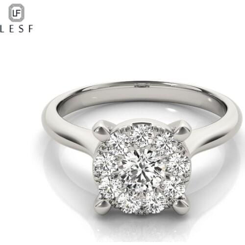 LESF Luxurious Classic Wedding Accessories Ring Sets 925 Sterling Round Cut Silver For Women Bridesmaid Gift