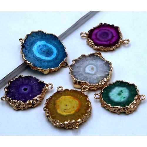 Natural stone gold chrysanthemum white agates Quartz crystal pendant for diy jewelry making necklace Accessories5PCS A2