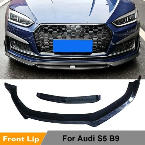 Front Bumper Lip Spoiler For Audi A5 Sline S5 B9 Sedan Coupe 2017 - 2019 Front Bumper Lip Splitters Carbon Fiber / FRP
