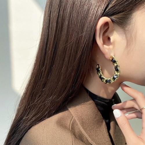 Earrings 2021 Trendy For Women Hoop Gold Chain Black Large Leather Girl Gift Unusual Minimalist Jewelry Punk Piercing earrings