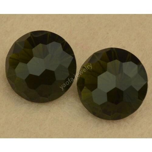 Sale 8~15mm Round Shape Firework Cut Olive Green Color Lab Glass Beads Loose Millennial Chrysanthemum Cut Synthetic Peridot Gems