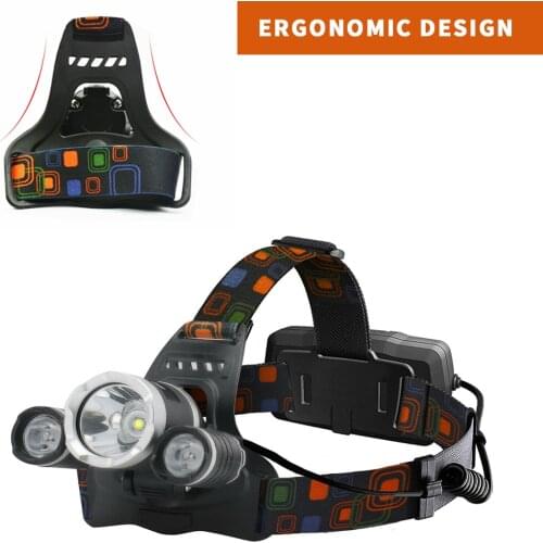 T6 LED Headlamp Strong Outdoor Camping Fishing Headlight 3 Heads Torch Light For Night Fishing Lighting Accessories