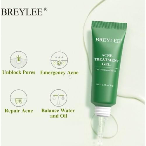 BREYLEE Enhanced Acne Treatment Gel Tea Tree Essential Efficient Removal Acne Pimple Anti-inflammatory Smooths Skin Care Product