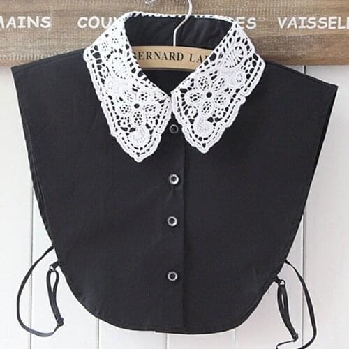 Vintage Shirt collar lace fake collar female Pearl Cute shirt Detachable Chiffon Original decorative letter lattice wild collar