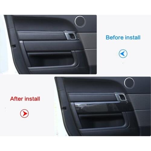 Carbon Fiber Inner Door Decoration Cover Protector Panel Trim 4pcs For Land Rover Range Rover Sport 2014-2017