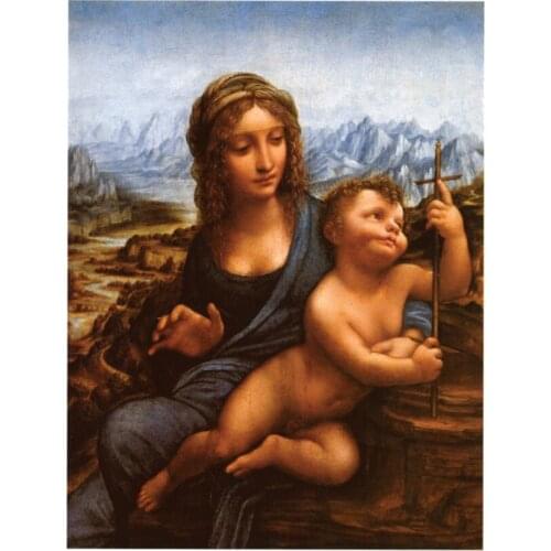 High quality Oil painting Canvas Reproductions Madonna with the Yarnwinder (1510)by Leonardo Da Vinci Painting hand painted