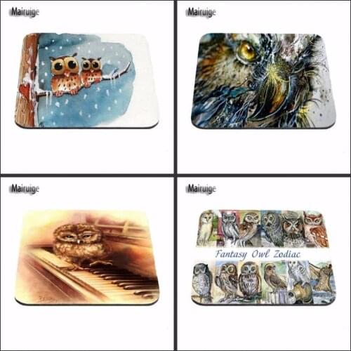 Mairuige Best Quality Mouse Pad Two Owls Drawing Artwork Beautiful Decor Computer Notebook Logo Printing Mouse Pad Rubber Mat
