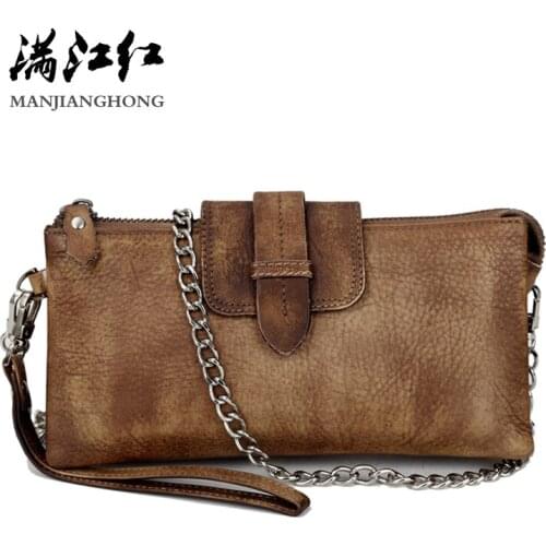 Women Vintage Genuine Leather Shoulder Bags Lady Fashion Handmade New Designer Messenger Purses Phone Holder Handle Wallets 1636