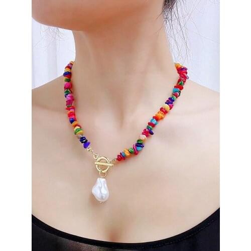 Metal coin pendant multilayer necklace bohemian natural stone bead choker necklace for women ladies jewelry collar party gift