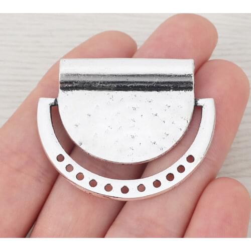10 x Tibetan Silver Large Hammered Tribal Ethnic Half Round Connectors Pendants for Necklace Jewelry Making 45x37mm