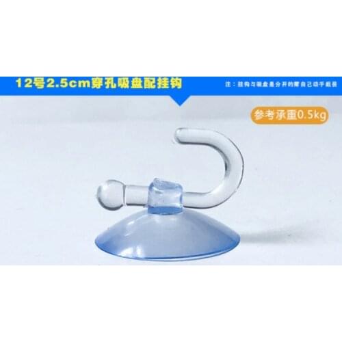 2.5CM Home Storage & Organization Powerful vacuum PVC transparent glass sucker hook perforated mushroom head sucker