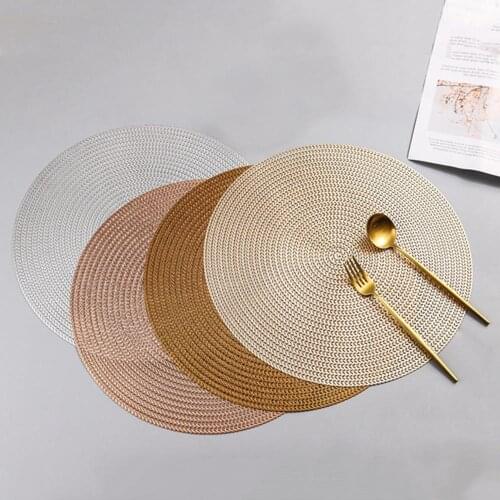 2 Pcs Nordic PVC Friendly Table Mats Anti-skid Anti-hot Dish Bowl Cup Insulation Mat Round Placemat Home Steak Plate Pad Coaster