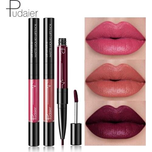 2 in 1 Matte Liquid Lipstick + Lip Liner Pencil Lips Makeup Velvet Lipgloss Mist Lip Gloss Long-lasting Cosmetics Lipliner Pen