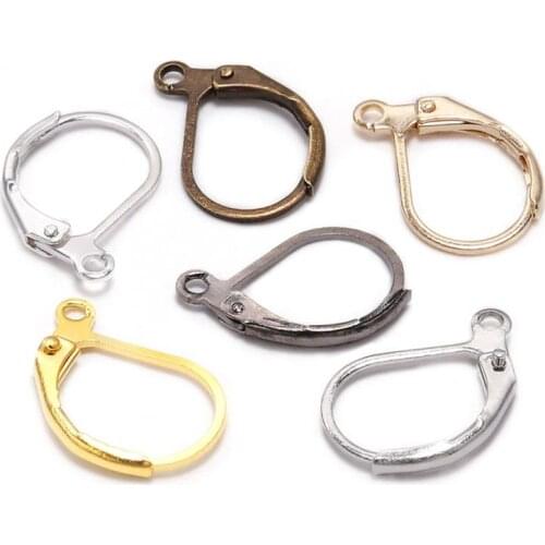 20pcs/lot 15*10mm Gold French Lever Earring Hooks Wire Settings Base Hoops Earrings For DIY Jewelry Making Supplies