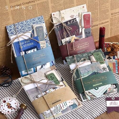 88pcs Vintage Aesthetic Multiple Material Pack Sticker Papers Bookmarks Cards Gift Diy Decorative Scrapbook Clip Art Stationery