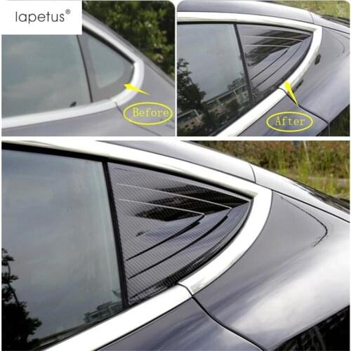 Lapetus Accessories Fit For Tesla Model 3 2018 2019 2020 ABS Rear Tail Louver Window Windshield Spoiler Triangle Wing Cover Trim
