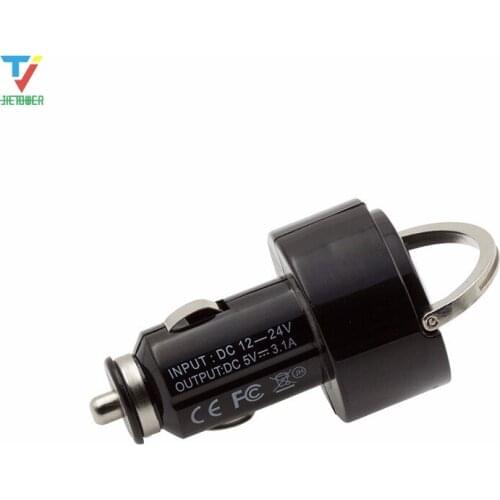 100pcs/lot High quality 5V 3.1A Dual 2 USB metal Pull Ring Car Charger for smartphone Tablet PC Cameras USB Power Mobile Device