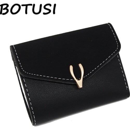 Botusi 2018 Women Slots Matte Pu Leather Card Holders Purse Short ID Photo Credit Multi Card Pocket Coin Case Short Wallet