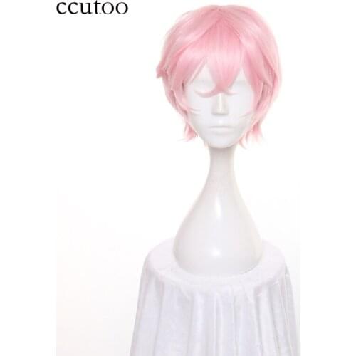 Ccutoo 12" A3 Pink Short Fluffy Layered Synthetic Hair Heat Resistance Fiber Cosplay Full Wigs