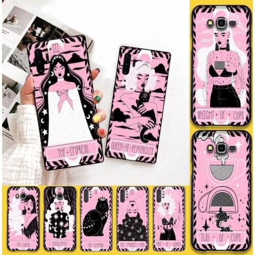 Pink Tarot Moon Cat Phone Case For Samsung Galaxy Note20 ultra 7 8 9 10 Plus lite M51 M21 M30S