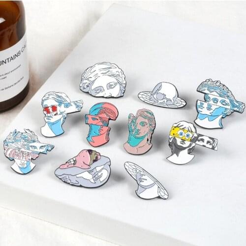 Cartoon Role Enamel Split Head Sculpture Badges Amazing Art pins Brooches for women