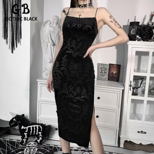 Gothic Black Floral Summer Dresses