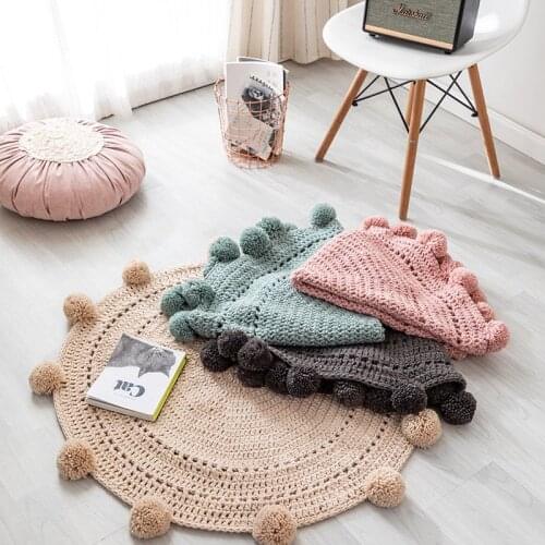 Nordic Round Play Mats Baby Blanket Knitting Ball Carpet Rug Kids Bed Room Crib Tent Decor Ornaments Photography Props NJ72112