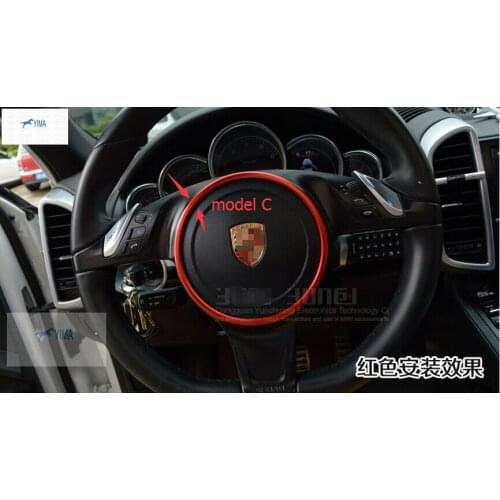 Lapetus Car Steering Wheel Center Decoration Ring Cover Trim 1 Pcs interior Fit For Porsche Panamera 2014 Metal
