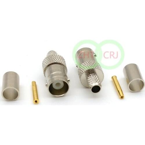 COPPER BNC Female Crimp RF Coaxial Straight Connector for RG59 Cable CONNECTOR Selling
