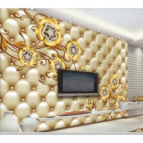 Papel de parede Leather soft bag jewelry flower luxury 3d wallpaper,living room tv wall bedroom home decor bar ktv mural