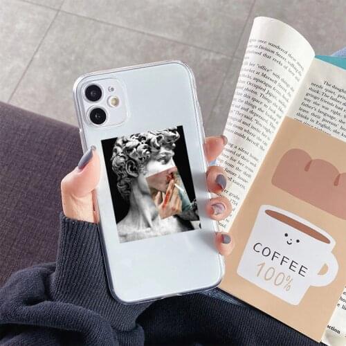 Soft Clear Phone Case for IPhone 11 12 Pro Max SE 2020 6s 7 8 Plus X XS Max XR Funny Art Hand Creation of Adam Cell Cover Fundas