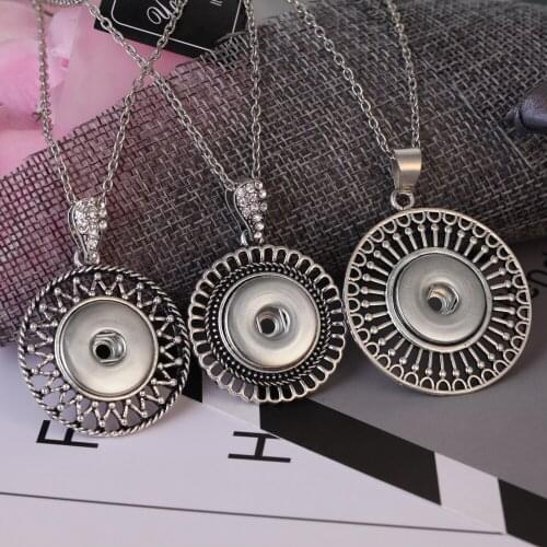 New Snap Jewelry Classic Hollow Out Round 18mm Snap Button Necklace 18mm 20mm Snap Button Jewelry Mothers Valentines Day Gift