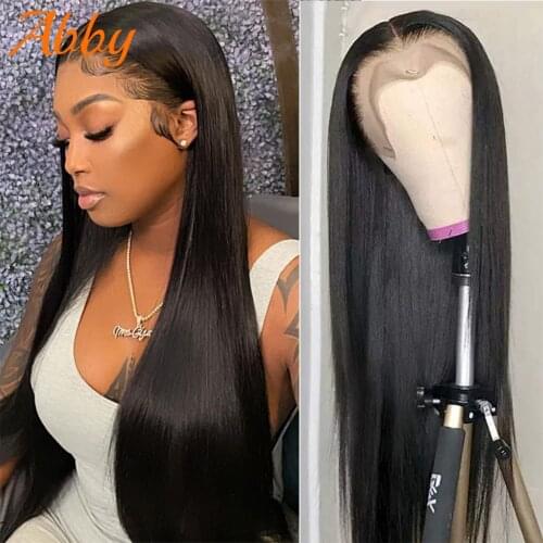 HD Transparent Lace Front Human Hair Wigs Straight 13x4 Lace Frontal Wig Remy Brazilian Sily Straight 4x4 Lace Closure Wigs