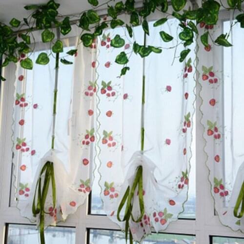 Pastoral Tulle Window Roman Curtain Embroidered Sheer For Kitchen Living Room Bedroom Window Curtain Screening
