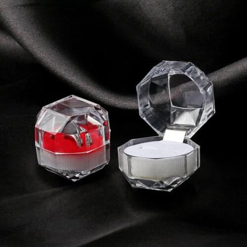 1PC Crystal Transparent Jewelry Organizer Acrylic Display Case Storage Tool Wedding Jewelry Holder Package Boxes White/Black/Red