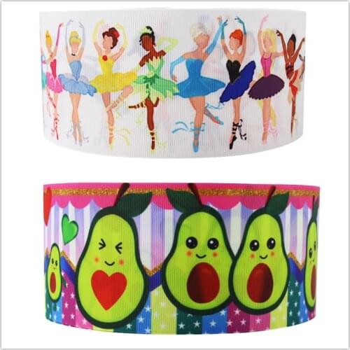 Q&N 16mm 22mm 25mm 38mm 50mm 75mm Avocado Dancer Printed Grosgrain/FOE Ribbons Handmade DIY Headwear Accessories Wedding Gift