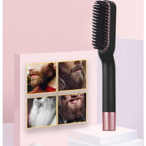 Beard Straightener Comb Fast Heating Anti Scald Portable Frizz-Free Silky Electric Straightening Comb for Men