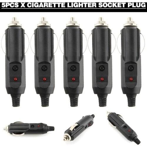 5pcs Newest 12V/24V Car Truck Cigarette Lighter Socket Power Plug Connector Red LED Replacement Car Lighter Sockets Accessories