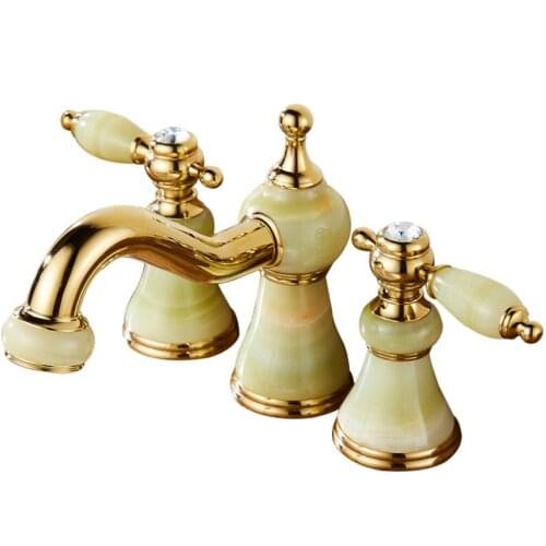 Luxury 3 Piece Set Faucet Bathroom Basin Faucet Mixer Deck Mounted Sink Tap Basin Toilet Faucet Set Golden Mixer Tap Faucet