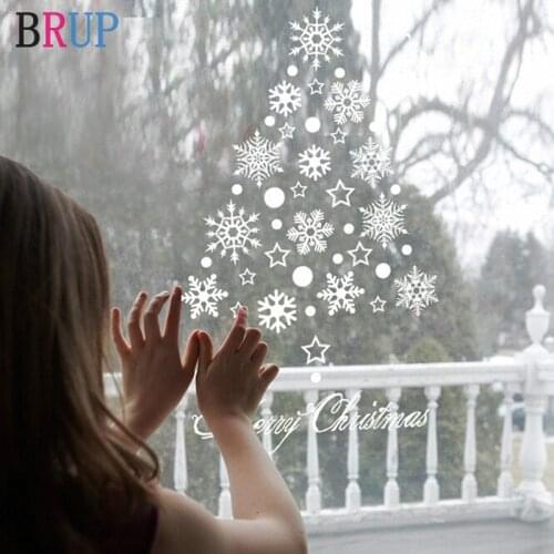 Christmas Snowflake New Year Window Sticker Art PVC Vinyl Wall Stickers Waterproof Removable Fashion House Decoration