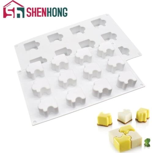 12Cavity Silicone Mold Jigsaw Puzzle Non Stick Dessert Pastry Mold Splice Cake Square Mousse Brownie Molds Cake For Baking Tools
