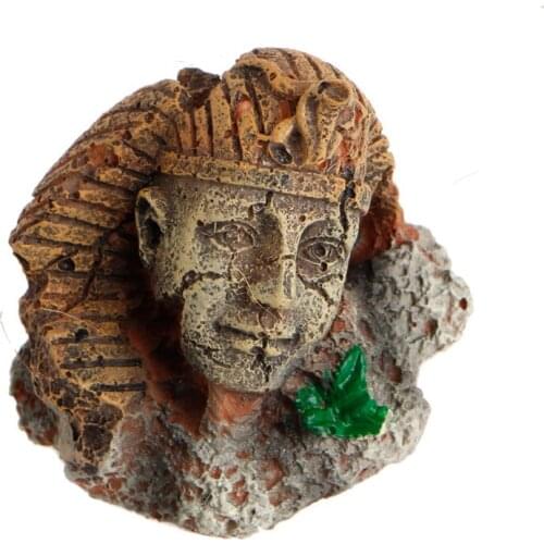 Resin Aquarium Egyptian Pharaoh Decoration Fish Tank Ancient Sphinx Ruins Ornament Aquarium Decor For Fish Repitle Tank