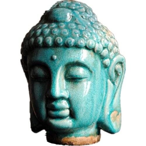 BUDDHA HEAD STATUE BUDDHA FIGURINE SCULPTURES BUDDHISM CERAMIC COLOR ART&CRAFT SOUTHEAST ASIAN STYLE HOME DECORATIONS R27