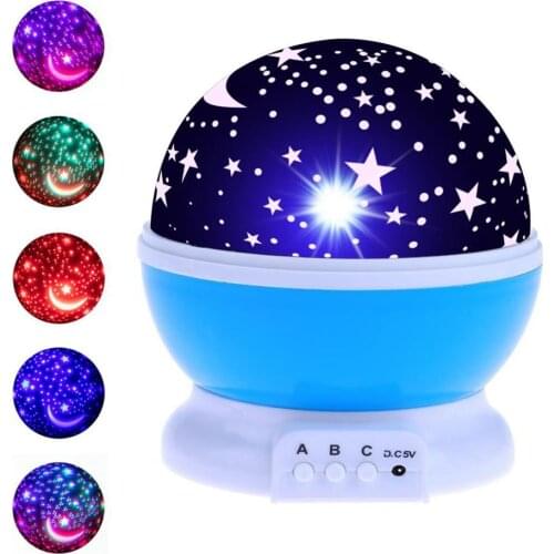 LED Night Light Projector Star Moon Sky Rotating Battery Operated Bedside Lamp For Children Kids Baby Bedroom Nursery Gifts sky