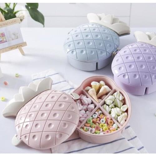 1PC Banana/Pineapple Shape Food Grade Plastic Fruit Bowl Snacks Dried Melon Plates Candy Storage Box Household Tableware ENS 004