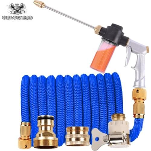 High quality garden hose magic telescopic flexible plastic hose car wash hose metal spray gun outdoor garden watering supplies