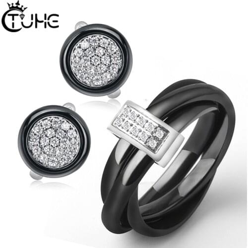 Healthy Jewelry Three Cross Rings Circle U Shape Earrings Jewley Sets Gift Iced Out Bling Women Jewelry Sets Christmas Gift